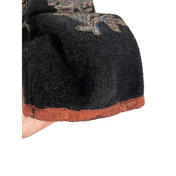 Flashback Jacket Women M Black Floral Retro 80s Grandma Western Bohemian Wooden - Picture 4 of 12